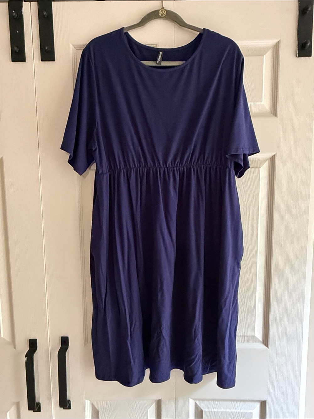 Women's Short Sleeve Navy Blue Midi Dress